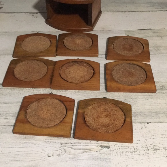 Wooden coaster set with 8 coasters vintage - Picture 3 of 6